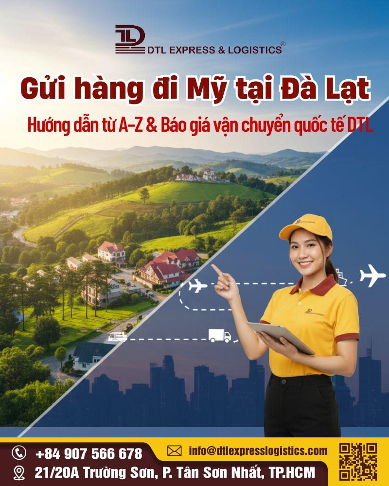 Gửi hàng đi Mỹ tại Đà Lạt: Hướng dẫn từ A–Z & Báo giá vận chuyển quốc tế DTL